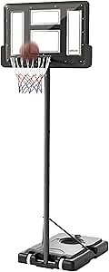 Basketball Hoop Outdoor Indoor Sport Portable PVC Backboard for Junior Teenagers Youth Adults, Adjustable 4.9-10 ft Pool Basketball Goal