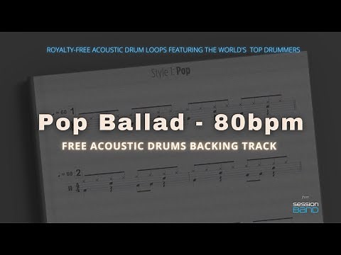 Free Acoustic Drums Backing Tracks: Pop Ballad - 80bpm