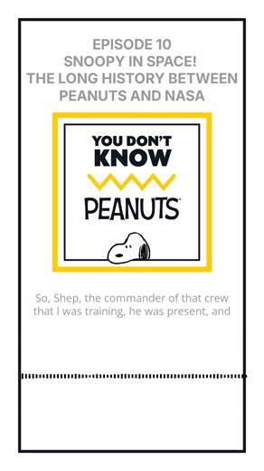 Did you know that Snoopy has an award named after him that is given out at NASA? Learn more about this on the official, “You Don’t Know Peanuts” podcast. | Snoopy
