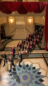The procession of Grand Officers and Provincial Grand Officers into Grand Lodge for today’s Quarterly Communication. #Freemasons | United Grand Lodge of England