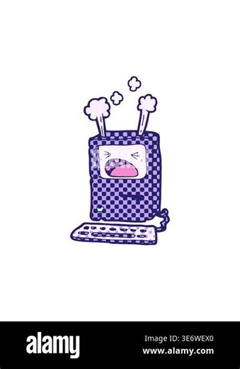 popping motion animation of cartoon overheating computer Stock Video Footage - Alamy