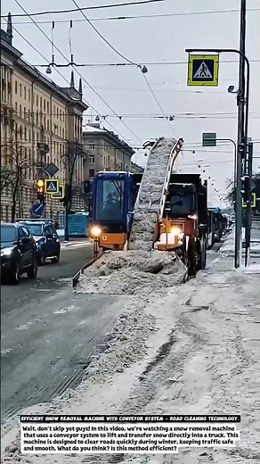 Efficient Snow Removal Machine with Conveyor System – Road Cleaning Technology.