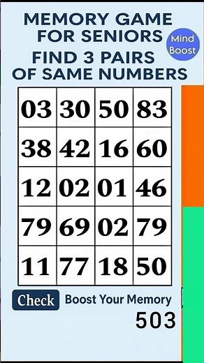 Brain Exercise for Seniors - Easy Daily Sharp Mind Activity | Match the Numbers