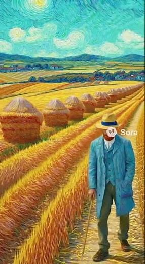 Vincent van Gogh haystacks painting, comes to life