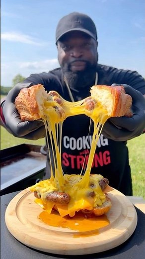 Croissant French Toast Sausage Egg & Cheese Sandwich 🔥🥐
