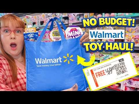 💙🟡 NO BUDGET!! HUGE TOY HAUL!! Walmart Toy Hunt! Blind Bags, Blind Boxes & Toy Clearance Deals!!