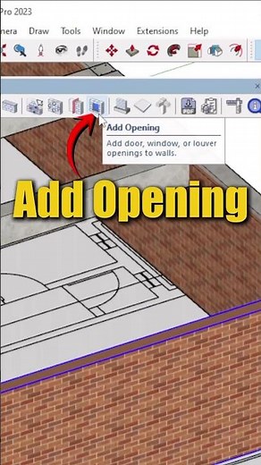 🚨Software - SketchUp🚨Create Walls, Windows & Doors using Draw Single Wall & Add Opening#viralshorts