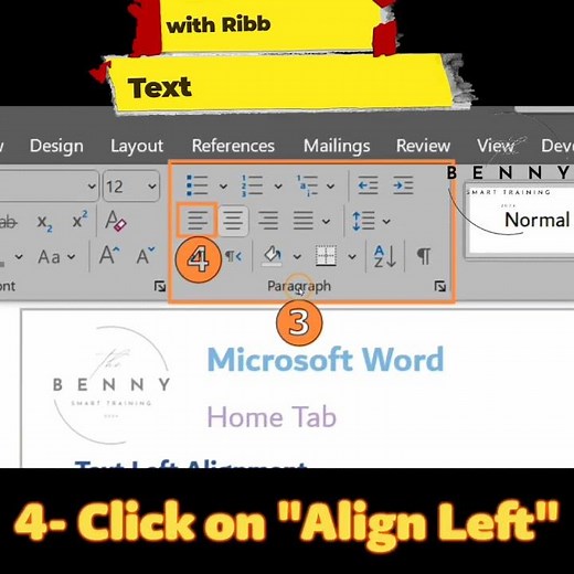 How to Align Left with Home tab in MS Word