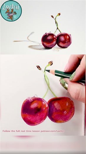 Lisa - Lachri Fine Art on Instagram: "Unlock Realistic Art: Cherry Stem Secrets You NEED To Know! Unlock the secrets to drawing realistic cherry stems and elevate your art! Learn to master light, shadows, and highlights. Subscribe to our Patreon for more art tutorials! #RealisticDrawing #ArtTutorial #CherryDrawing #ColoredPencilArt #DrawingTips #ArtTechniques #FaberCastell #Highlighting #ColorTheory #PatreonArtist"