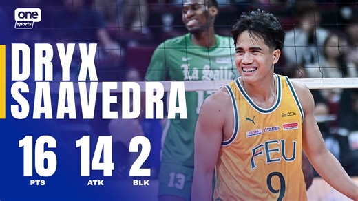 GOT DRYX-ED 💪😎 Dryx Saavedra delivered 16 points built on 14 attacks and a pair of blocks to lead the FEU Tamaraws to a dominant win over the DLSU Green Spikers in the UAAP Season 88 men's volleyball tournament. #UAAPSeason88 #LegendsStartHere #StrengthInMotionHopeInAction | One Sports