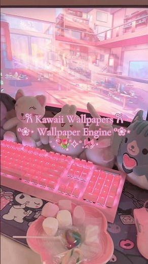 these cute wallpapers made my pc so aesthetic🌸 #gamergirl #pinksetup