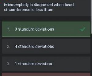 Microcephaly is diagnosed when head circumference is less than:... | Filo