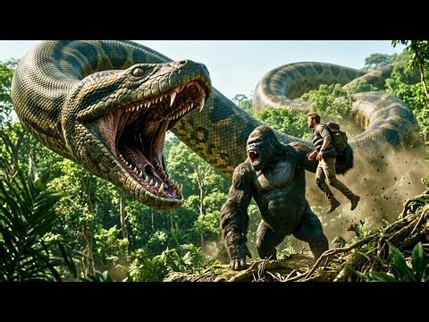 King Kong vs Titanoboa | 2000ft Gorilla vs 5000ft Snake Battle!
