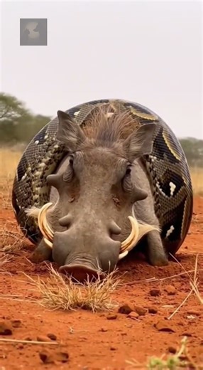 Python vs Warthog: Savage One-Shot Fight #animals #snake #warthog #python
