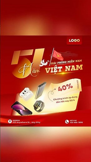 Poster Ưu Đãi 30 Tháng 4 Trên Canva #canva #shorts
