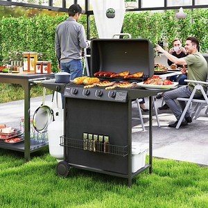 5 Burner Gas BBQ Grill Large Gas Barbecue Grill with Built-in Thermometer, Black  | eBay UK