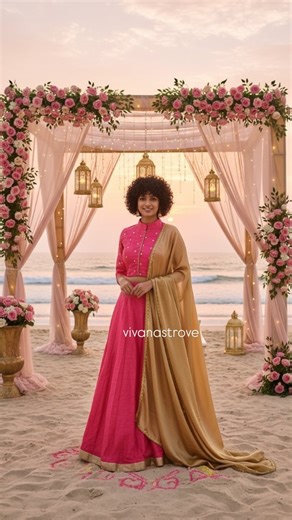 Vivana's Trove on Instagram: "🙅‍♀️Stop overpaying for multiple outfits! ​The fabric is Pink Silk with intricate Gota Patti detailing. You can style this lehenga in 3 ways: 😍 🌟 Look 1: The Golden Hour. Paired with the golden dupatta for a monochromatic, high-glam reception look. 🌿 Look 2: The Color Block. Adding that Emerald Green contrast for a high-energy Sangeet or Mehendi vibe. 🌸 Look 3: The Modern Muse. That soft gold with blue floral embroidery is the perfect daytime/garden/beach weddi