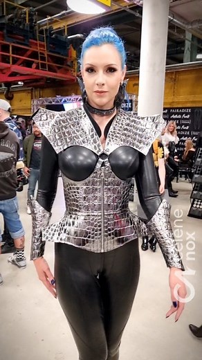Celene Nox on Instagram: "My spacey outfit from @bennovonstein, worn during this years @avantgardista.lifestyle hosting activities. 🤭 (Recorded in the showroom 😉) #outfitinspo #catsuit #corset #extra #showoutfit"