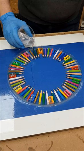 Color changing pencil resin clock