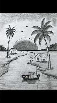 How to draw sunset scenery with pencil sketch | pencil drawing | step by step