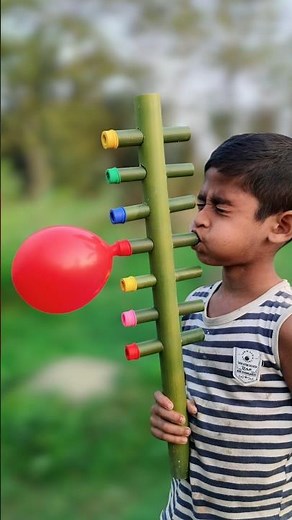 Bamboo & colourful balloon big toy #art #diy