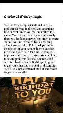 October 23 Birthday Insight