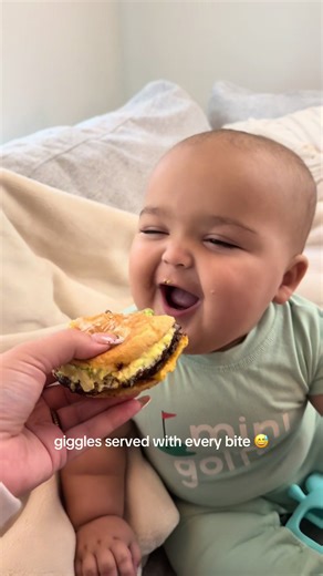 Cheeseburgers taste better with a side of giggles 😅🥹 #babiesoftiktok #momsoftiktok #babyfever #babyboy #babylove