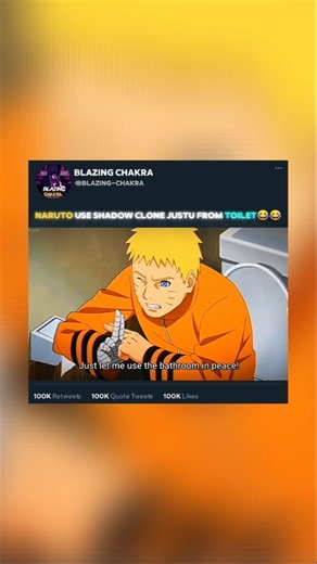 Shadow Clone Jutsu From Toilet 🔥🤣 #anime​ #naruto​ #boruto