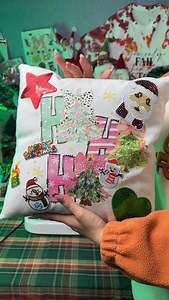 1.2K views · 534 reactions | ✨ Festive DIY Cushion Time!  I used the HTVRONT Auto2 to press these adorable DTF prints and embroidery patches onto this holiday cushion — and it turned out so cute!  Link in bio. #HTVRONT #HTVRONTAuto2 #Auto2heatpress #diyproject #ChristmasCrafts #Christmas2025 #Christmas #HolidayCrafts #HeatPressProjects #DIYHomeDecor | HTVRONT | Facebook