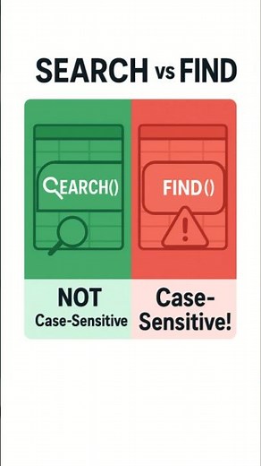 SEARCH vs FIND in Excel 🔍 | What’s the Difference? #excelshorts #excel