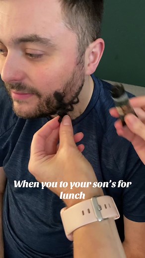 When your son asks you to Lunch and then asks if you could use some stage props to make his beard thicker….does this just happen to me? #havingfun #stageprops #stagemakeup #sonandmum #dressupchallenge