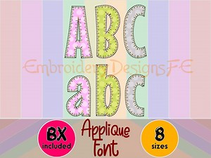 E-stitch Applique Alphabet, E-stitch Applique Letters & Numbers Machine Embroidery Design File - Etsy