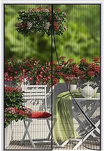 HOMFINE Magnetic Screen Door 72 x 80 Inch - [Upgraded Version] Fully Self Sealing, Heavy Duty Polyester, Reinforced Magnets - Magnet Mesh Door Curtain for Front Sliding Patio Doors
