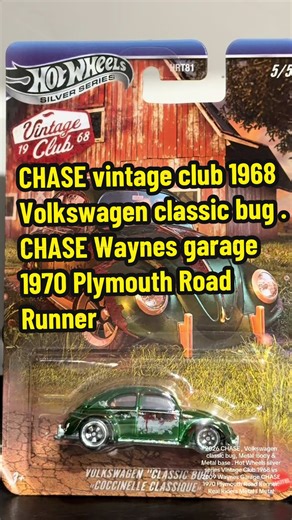Hot wheels 2026 CHASE vintage club 1968 Volkswagen classic bug vs Wayne’s Garage 1970 Plymouth Road Runner. Real Riders Metal / Metal . #hotwheels #paratii #hotwheelschase