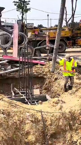 Casting concrete for piles cap underground