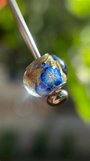 Golden 💙 Blue Canvas Bead | Hand-Carved Jewelry ✨ #craft #diy #shortsfeed #charm #bracelet