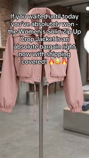 Women's Solid Zip Up Crop Jacket #tiktokshopuk #tiktokshop #tiktokmademebuyit #bestfinds