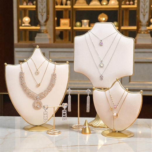 Gold Color Necklace Display Stand Set | Jewelry Bust Organizer | Elegant Boutique Display Decor - Etsy