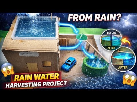 How to make Rain water harvesting working model, rain water harvesting project ☔..