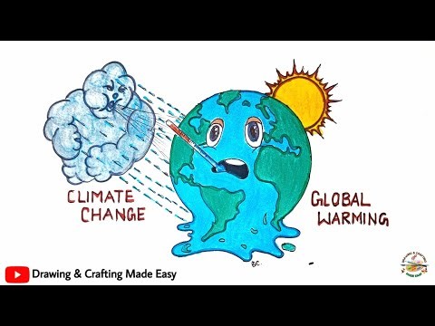 Global warming drawing | Climate change drawing | Global warming and climate change drawing easy