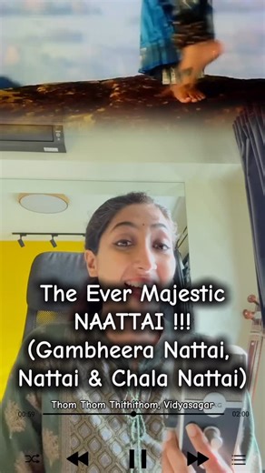 Darshna Mahadevan on Instagram: "🎧Raaga Spotlight : Entering the world of Nattai ✨ Bright, bold, and full of energy… this raga announces itself the moment it begins.. the raaga of Valour!! From evergreen favourites like Thom Thom Thitthithom and Pani Vizhum Malarvanam to Narumugaiye and even Dil Se Re.. Nattai always makes an impact 💛 #tamilmusic #tamilreels #carnaticmusic #ragasofindia #tamilmelody"