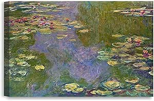 DECORARTS - Claude Monet Water Lilies Giclee Canvas Print Wall Art, Impressionist Nature Landscape, Made in USA 24x16