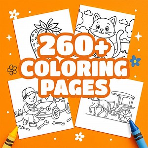 Kids Coloring Pages: 260  Thick Line Drawings (PDF Download) - Etsy UK