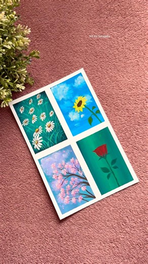 Watch Till The End ❤️🌻🌸🌹 #art #gouache #flowers #viral #youtubeshorts