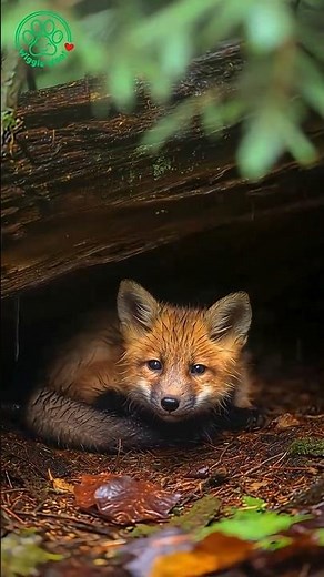 Adorable Baby Fox Hiding From the Rain 🌧️🦊 | Cozy Relaxing Video
