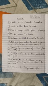 Science QuestionsChalk powder dissolves in water.Sand settle... | Filo