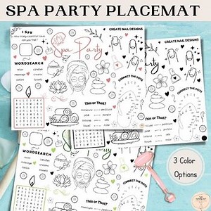 Mother's Day Spa Party Activity and Coloring Placemat, Mom & Me Day