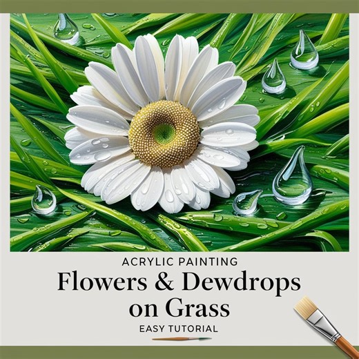 1.9K views · 28 reactions | How to Paint Flowers & Dewdrops on Grass | Easy Acrylic Painting Tutorial #acrylicpainting #flowerpainting #dewdroppainting #easypainting #artvideo | Jay Lee Paintings | Facebook