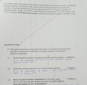 (iii) Dilute solution viscometry of poly(ethyl acrylate) (PEA) ... | Filo