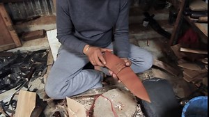 Kukri Blade - 13-Inch Heavy-Duty Fixed High Carbon Steel Knife With Brown Leather Sheath and Wood Handle, Handmade in Nepal